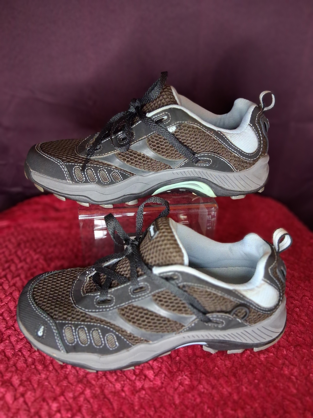 Ahnu Brown Mesh Outdoor Trail Hiking Shoes Sneakers Size 8